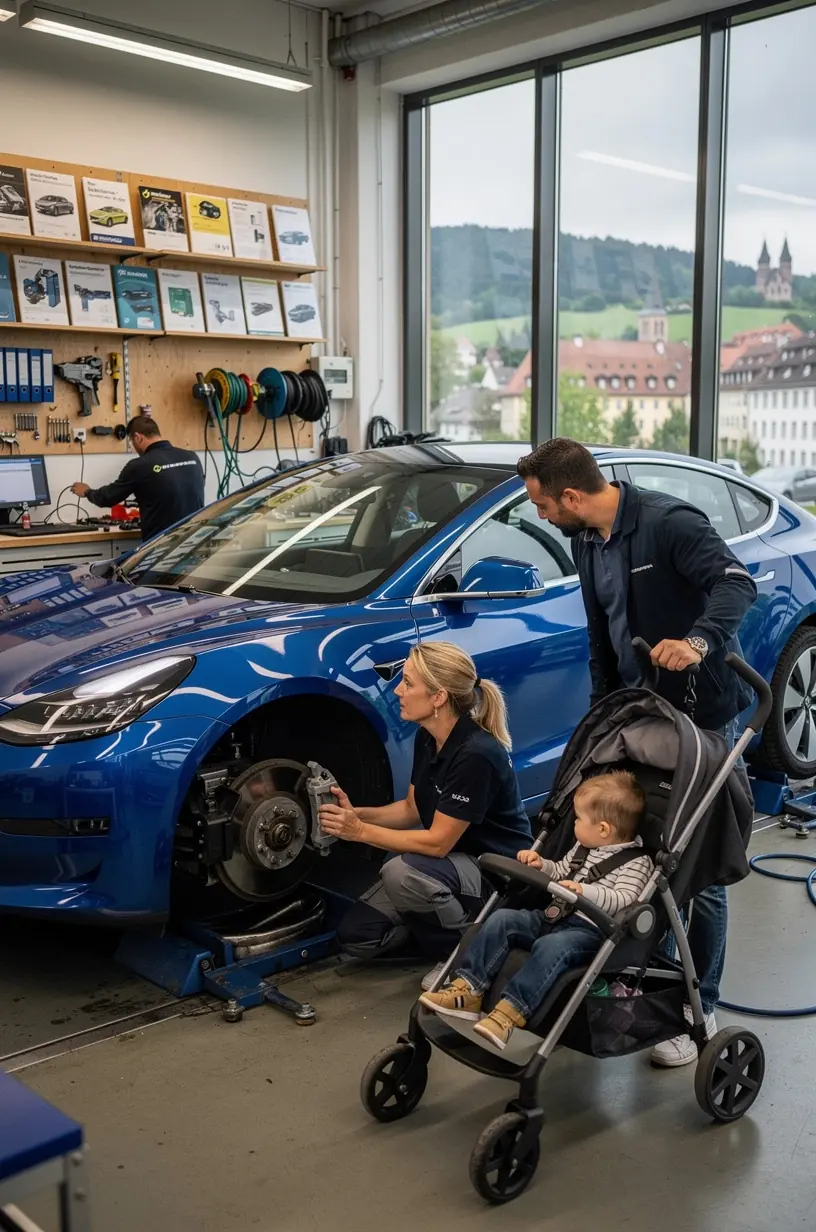 Ein sauberer Innenraumfilter wird in einem Elektroauto ausgetauscht, um Luftqualität und Komfort sicherzustellen.